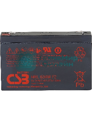 Аккумулятор 6V 9Ah CSB HRL634W (HRL634WF2FR) клеммы F2, огнеупорные