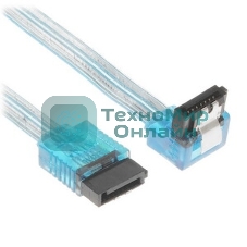 Кабель интерфейсный SATA Cablexpert CC-SATAM-DATA90-TR-50CM, Sata3 7pin/7pin, мет.защелка, угловой разъем, 50 см, прозрачный, пакет