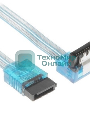 Кабель интерфейсный SATA Cablexpert CC-SATAM-DATA90-TR-50CM, Sata3 7pin/7pin, мет.защелка, угловой разъем, 50 см, прозрачный, пакет