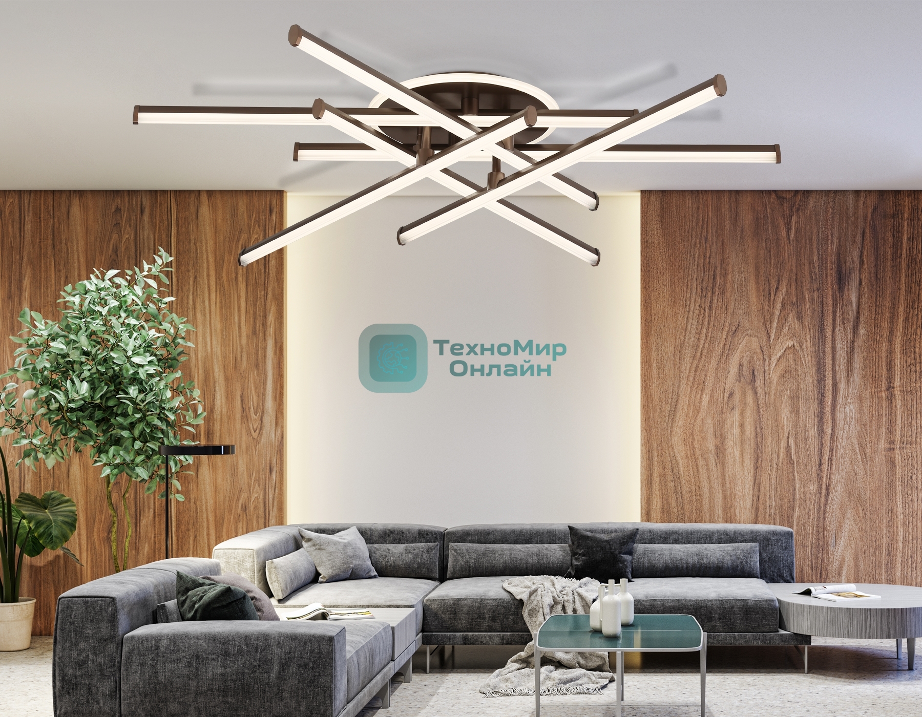 Потолочный светодиодный светильник Ambrella light FL6253 CF кофе 97W 3000K-6400K 805*760*170 (ПДУ ИК)