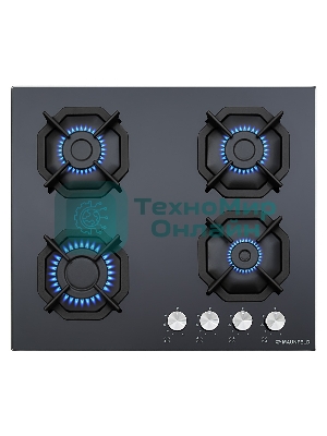 Газовая варочная панель Maunfeld EGHG.64.2CB/G, 4 конфорки, закаленное стекло, черный