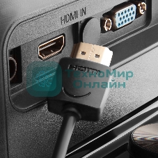 Кабель Greenconnect SLIM 1.5m HDMI 2.0, черный Slim, OD3.8мм, HDR 4:2:2, Ultra HD, 4K 60 fps 60Hz, 3D, AUDIO, 18.0 Гбит/с, 32/32 AWG, GCR-51595