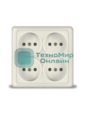 Розетка 4-м ОП Олимп без заземл. квадрат беж. UNIVersal 1170
