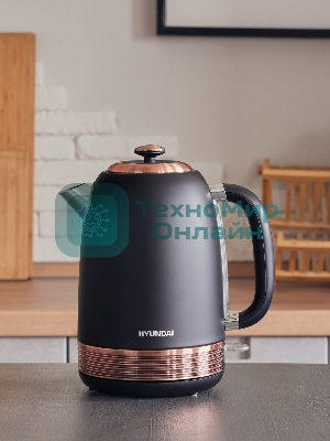 Чайник электрический Hyundai HYK-S4501 1.7л. 2200Вт черный/бронзовый (корпус: нержавеющая сталь/пластик)