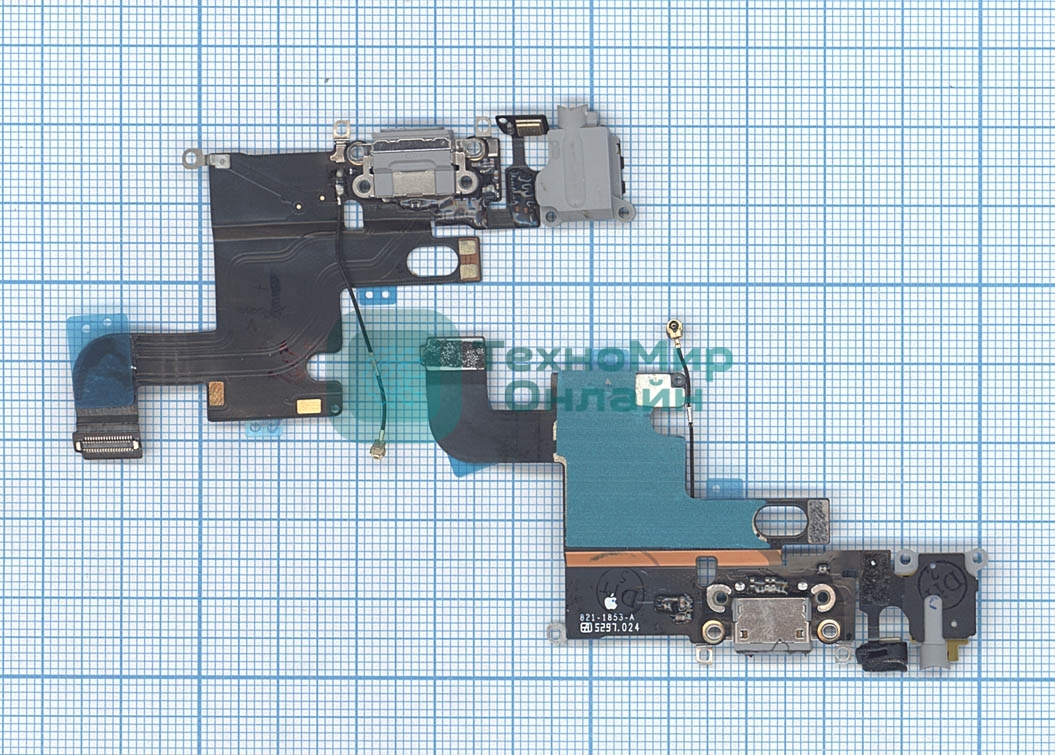 Шлейф разъема питания с аудио-разъемом для iPhone 6 черный