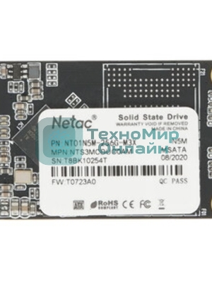 Накопитель SSD Netac N5M, 256Gb, mSATA, R/W 560/520