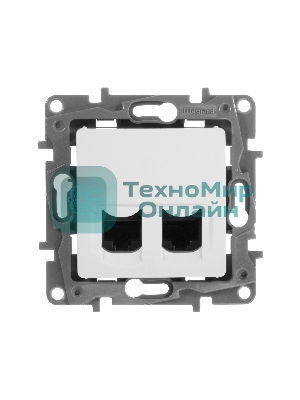 Двойная розетка RJ 45 - категория 5е - UTP - Etika - белый