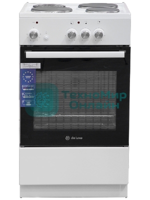 Плита электрическая De Luxe 5003.18Э белый, конфорок 3 шт, духовка 46 л, 50 см x 85 см x 50 см