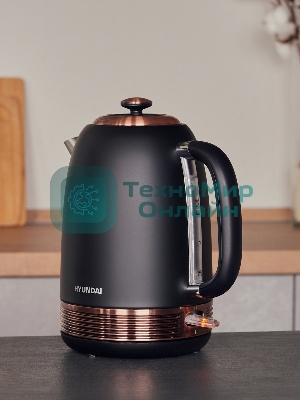 Чайник электрический Hyundai HYK-S4501 1.7л. 2200Вт черный/бронзовый (корпус: нержавеющая сталь/пластик)