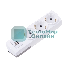 Удлинитель Rexant PREMIUM 3 гнезда, 3 м, 3х1,5 мм², с/з, 2 USB, белый