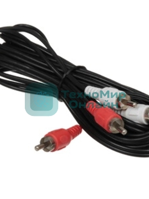 Кабель аудио Cablexpert CCA-2R2R-3M-N, 2xRCA/2xRCA, 3м, черный, пакет