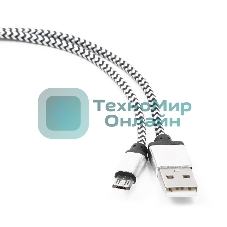 Кабель Gembird USB 2.0 Cablexpert AM/microBM 5P, 1м, нейлоновая оплетка, алюминиевые разъемы, серебристый, пакет