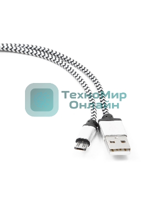 Кабель Gembird USB 2.0 Cablexpert AM/microBM 5P, 1м, нейлоновая оплетка, алюминиевые разъемы, серебристый, пакет