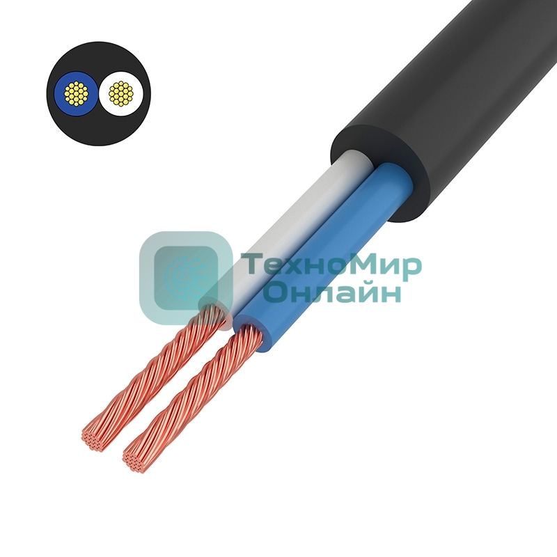 Провод соединительный ПВС Rexant 2x0,75 мм², черный, длина 10 метров, ГОСТ 7399-97