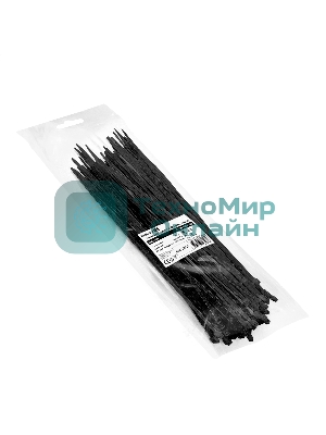 Стяжка (хомут) нейлоновая ExeGate CV66-400x4.8B (нейлон 6.6, 400x4.8 мм, неоткрывающаяся, halogen free, -40°C - +85°C, черная, 100 шт)