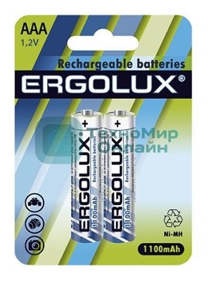 Аккумулятор Ergolux AAA-1100 мАч Ni-Mh BL-2 NHAAA1100BL2 1.2В (блист.2шт)
