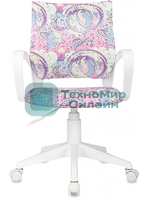Кресло детское Бюрократ BuroKIDS 1 W мультиколор луна розовая крестов. пластик пластик белый