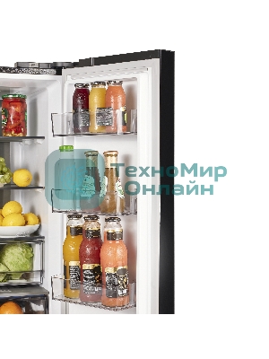 Холодильник Maunfeld MFF183NFBE черный трехкамерный 270/135л морозилка снизу, NoFrost, Side by Side