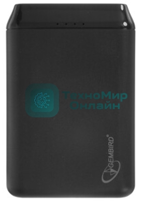 Портативный аккумулятор Gembird GPB-10C, 10000мА·ч, 2A, 4 встроенных кабеля, черный