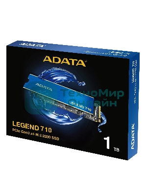 Накопитель SSD ADATA LEGEND 710, 1Tb, PCIe 3.0 x4, M.2 2280, NVMe, R/W 2400/1800, с радиатором