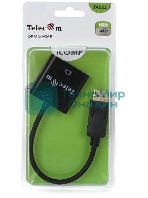 Кабель-переходник DP --> VGA-F 0,2m, Telecom (TA522)
