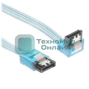Кабель интерфейсный SATA Cablexpert CC-SATAM-DATA90-TR-30CM, Sata3 7pin/7pin, мет.защелка, угловой разъем, 30 см, прозрачный, пакет