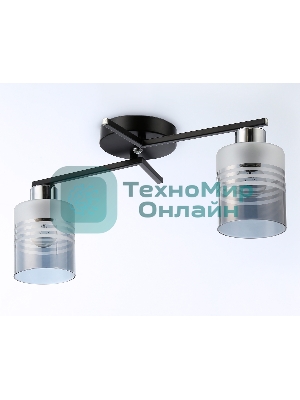 Светильник Ambrella light TR303211/2 BK/CH/SM/FR черный/хром/дымчатый/белый матовый E27*2 max 60W 500*170*200