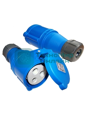 Вилка Lanmaster LAN-IEC-309-32A1P/F однофазная мама 32A 250V разборная синяя