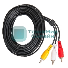 Кабель соединительный аудио-видео Buro 3хRCA (m)/3хRCA (m) 5м. черный