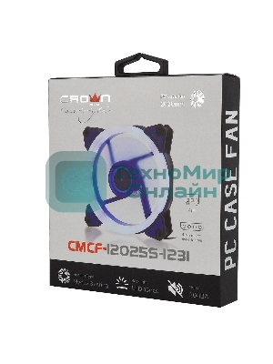 Вентилятор для корпуса Crown CMCF-12025S-1231 черный/синий, 120 мм, 1650 об/мин, 23 дБ, 3 pin