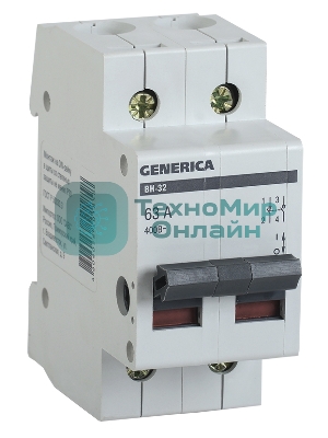 Выключатель нагрузки IEK MNV15-2-063 (мини-рубильник) ВН-32 2Р 63А GENERICA