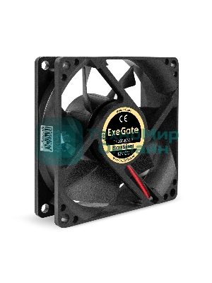 Вентилятор 12В DC ExeGate ExtraSilent ES08025S2P (80x80x25 мм, Sleeve bearing (подшипник скольжения), 2pin, 1900RPM, 20dBA)