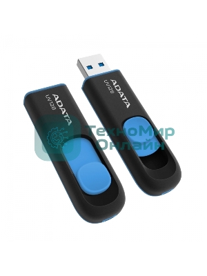 Флешка USB ADATA UV128 (AUV128-128G-RBE), 128Gb, USB 3.0, R/W 100/30, черный/синий