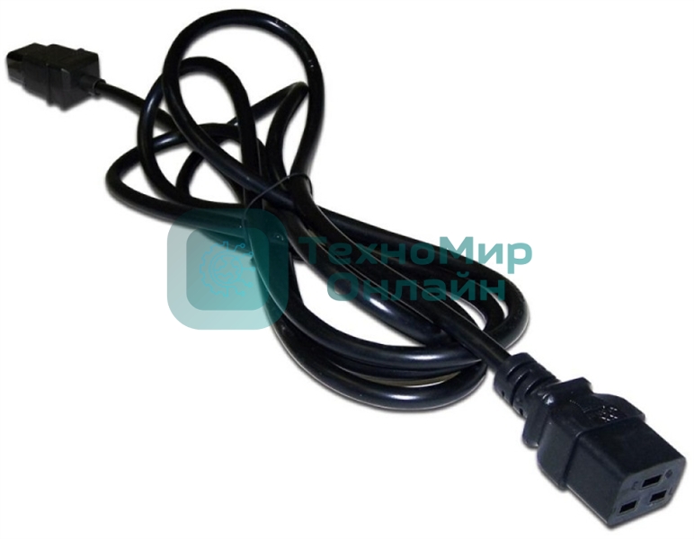 Шнур питания Lanmaster C19-C14, 3х0.75, 220В, 10А, черный, 1.0 метр