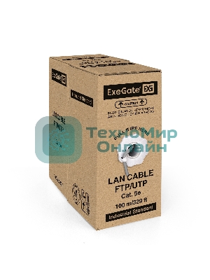 Кабель ExeGate UTP 4 пары кат.5e CCA, 24AWG, бухта 100м, серый, PVC