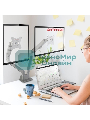 Кронштейн Arm media LCD-T36 серебристый, 4 шт/уп. Кр. алюм. настол. для 2-х мон. 15