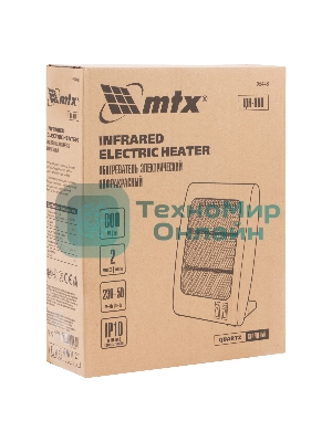 Обогреватель инфракрасный MTX IQH-800, белый, кварцевый, 800 Вт, 8 м2