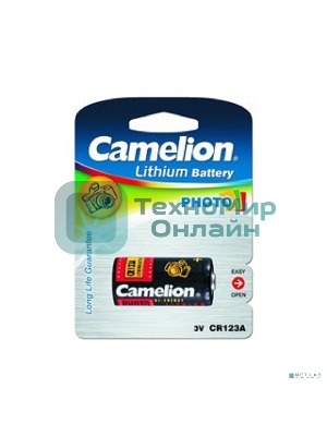 Батарея Camelion CR123A BL-1 (CR123A-BP1, батарейка фото,3В)