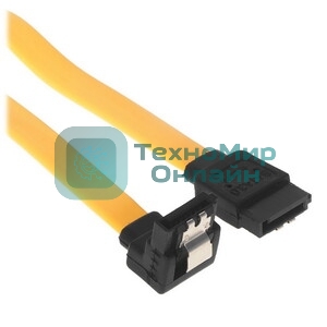 Кабель интерфейсный SATA Cablexpert CC-SATAM-DATA90-YL-50CM, Sata3 7pin/7pin, мет.защелка, угловой разъем, 50 см, желтый, пакет