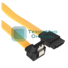 Кабель интерфейсный SATA Cablexpert CC-SATAM-DATA90-YL-50CM, Sata3 7pin/7pin, мет.защелка, угловой разъем, 50 см, желтый, пакет