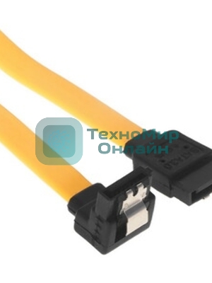 Кабель интерфейсный SATA Cablexpert CC-SATAM-DATA90-YL-50CM, Sata3 7pin/7pin, мет.защелка, угловой разъем, 50 см, желтый, пакет