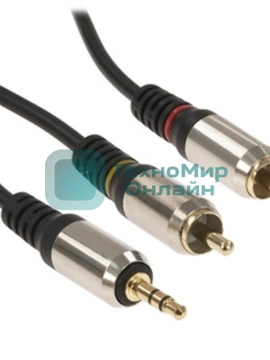 Кабель аудио Cablexpert CCAB-02-35M2RM-1.5MB. 3.5 Jack(M)/2х RCA (M), черный, 1.5м, блистер