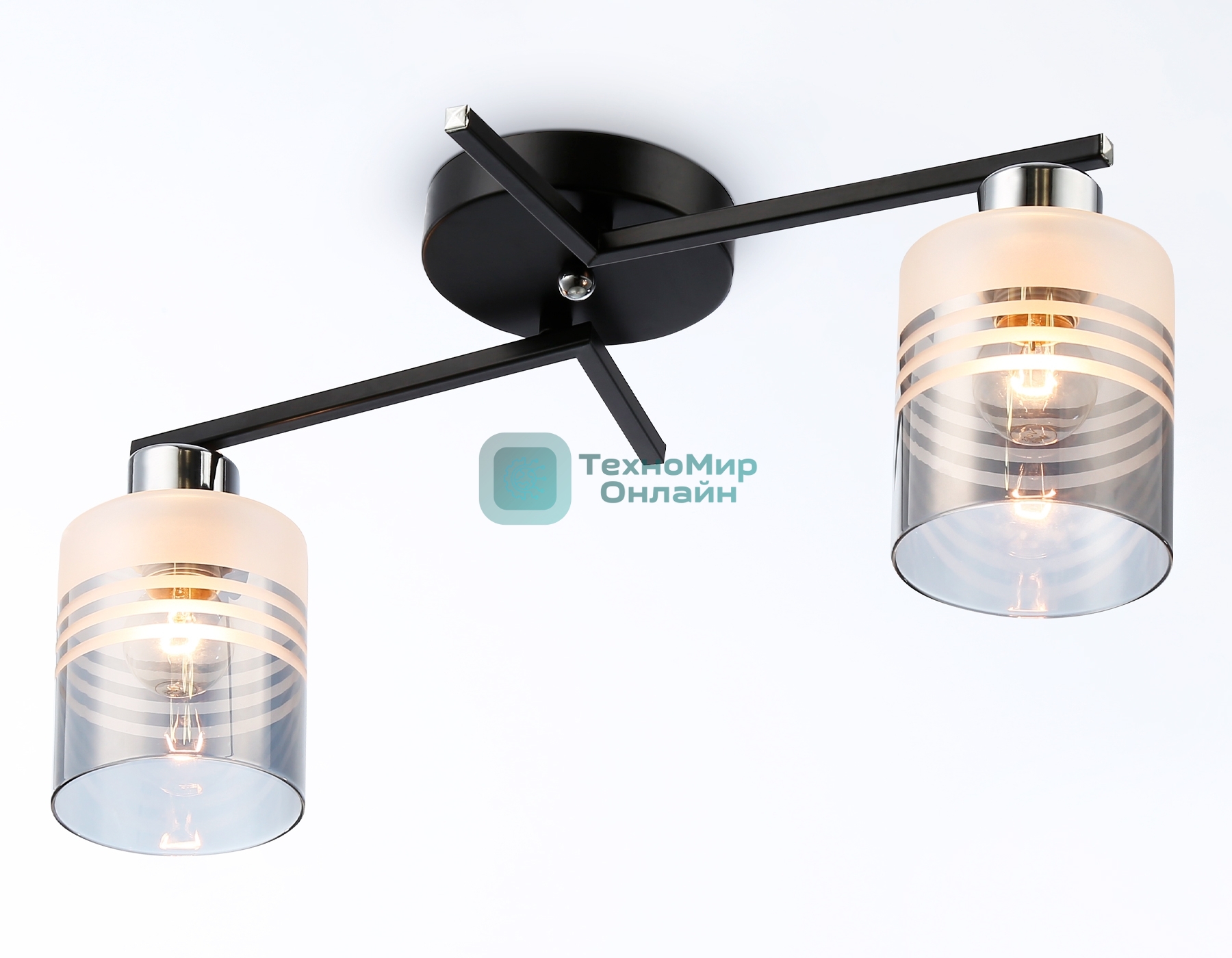 Светильник Ambrella light TR303211/2 BK/CH/SM/FR черный/хром/дымчатый/белый матовый E27*2 max 60W 500*170*200