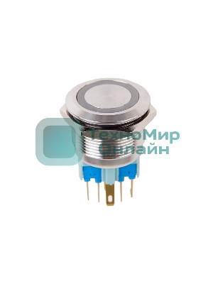 Кнопка антивандальная Rexant Ø22 12В Б/Фикс (5с) (ON)-OFF/(OFF)-ON подсв/красная