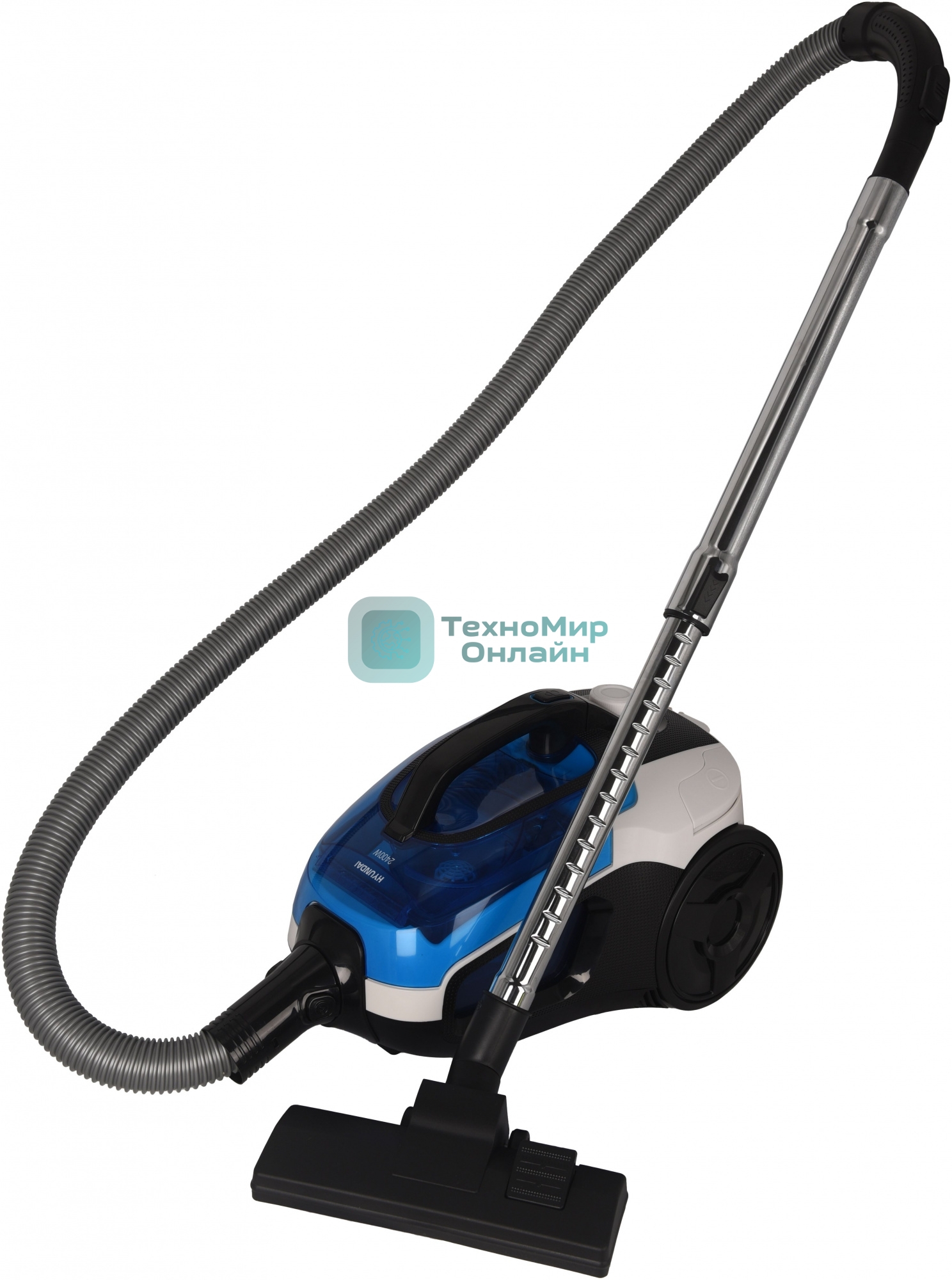 Пылесос Hyundai HYV-C3377 белый/синий, 380/2400 Вт, уборка сухая, пылесборник контейнер, 3.5 л