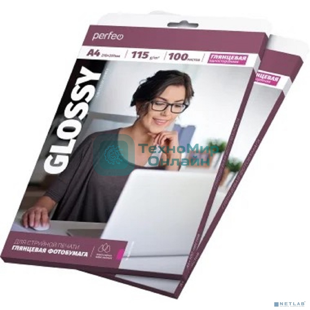 фотобумага Perfeo PF-GLA4-115/100 Бумага Perfeo глянцевая100л, A4 115 г/м2 (G12)