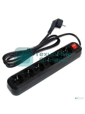 Сетевой фильтр 5bites SP6B-350 6S, 3*1.5MM2, 16A, ABS, 5M, BLACK