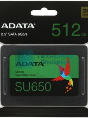 Накопитель SSD ADATA SU650, 512Gb, SATA III, 2.5