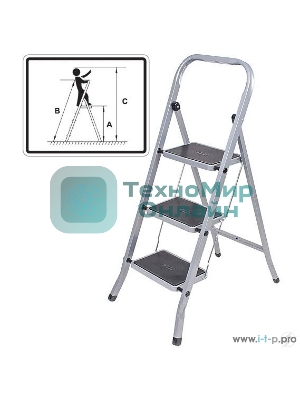 Лестница-стремянка FIT РОС стальная, 4 широкие ступени, Н=129 см, вес 6,25 кг 65383