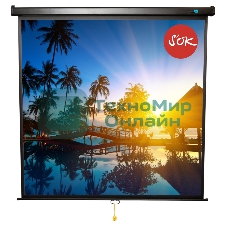 Экран Sakura 150x150см Wallscreen 1:1 настенно-потолочный рулонный белый84' Matt White (MW), черный корпус